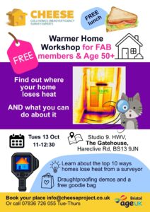 Image showcasing the warmer homes workshop. Showing a thermal image of a front door with a draught coming from the bottom and letter box.